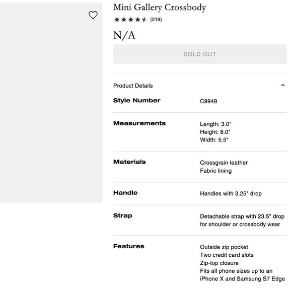 COPY - Coach Mini Gallery Crossbody Chalk - Picture 5 of 5